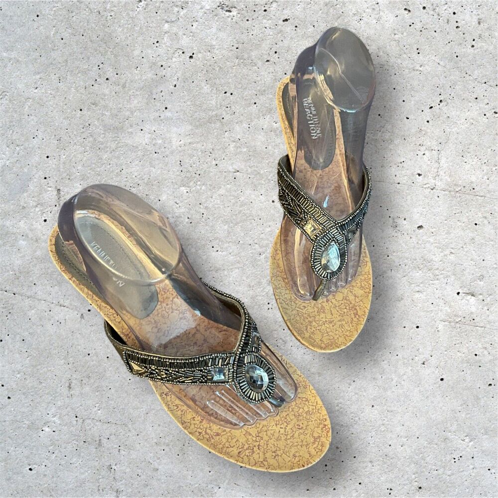 Kenneth Cole Womens Reaction Stepping Zone Sandals 8.5 Jewel Grey Shoe